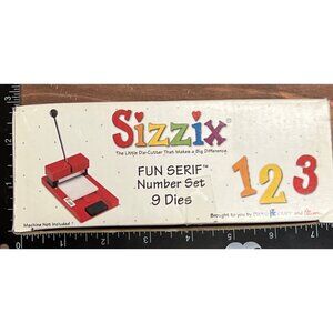 NEW HTF Sizzix 38-0616 Fun Serif Number Set With 9 Dies For Crafting